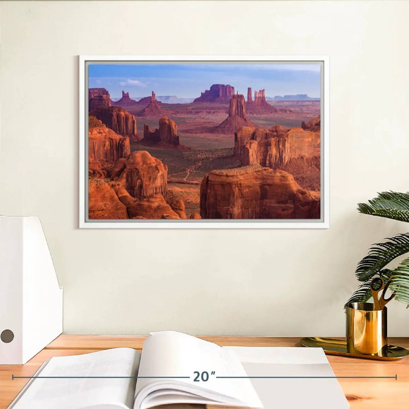 Iconic Monument Valley, 13 po x 9 po, Cadre flottant blanc
