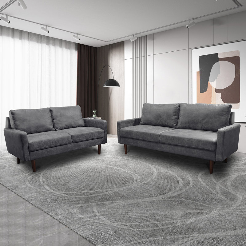 Ensemble de salon 2 pièces Berley, Microfibre gris charbon