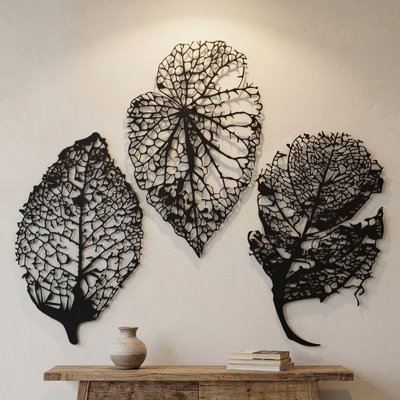 Metal Leaves Wall Art Set - 3 Piece