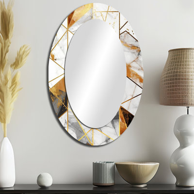 Miroir mural oval doré