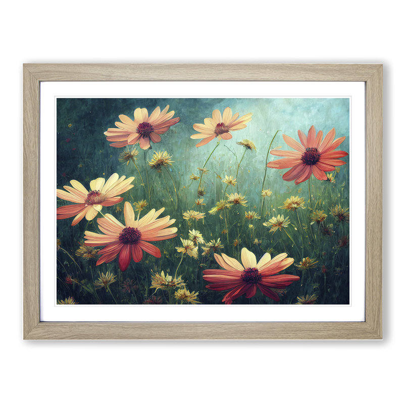 Mystical Wildflowers Floral 1 Piece Single Picture Frame Wall Art, 25cm H x 34cm W, Beige