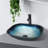 RAYS 14.8'' Ocean Blue Glass Rectangular Bathroom Sink with Faucet