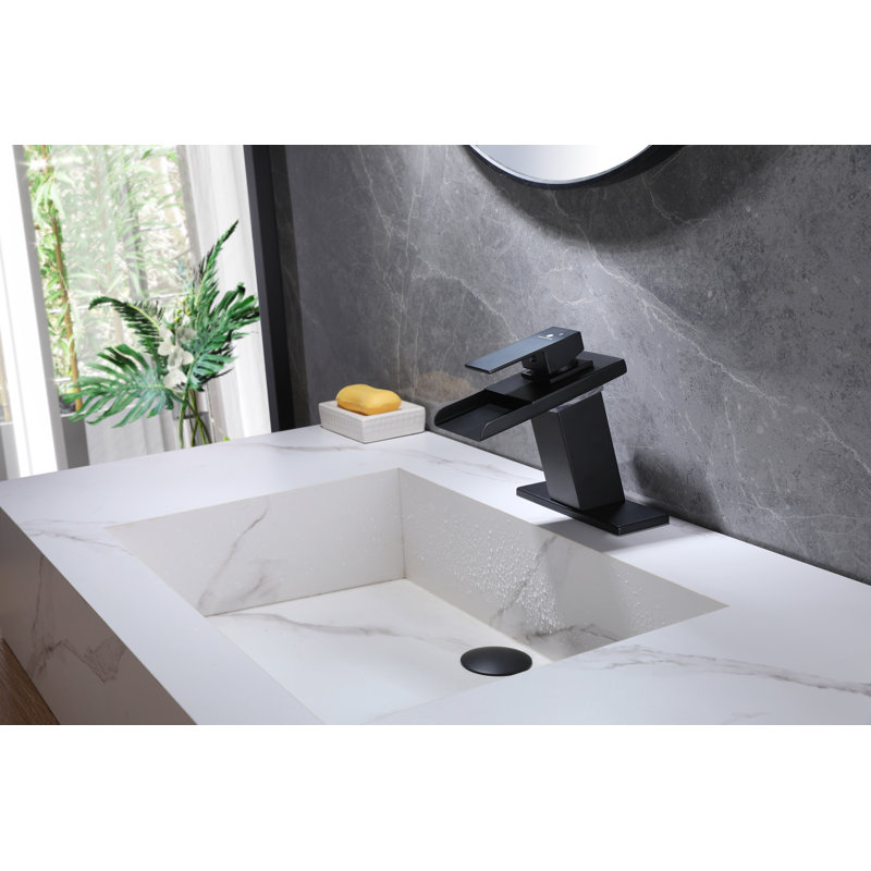 Single-Hole Single-handle Bathroom Faucet with Drain Assembly, Black