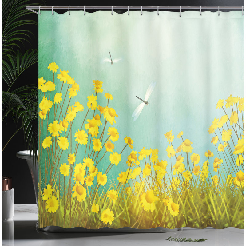 Floral Shower Curtain with Hooks Included, 70" H x 69" W