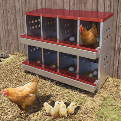 Boîte de nidification à 10 compartiments pour poules pondeuses en métal