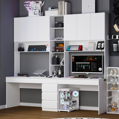 Grande table de jeu double avec tiroirs et armoire