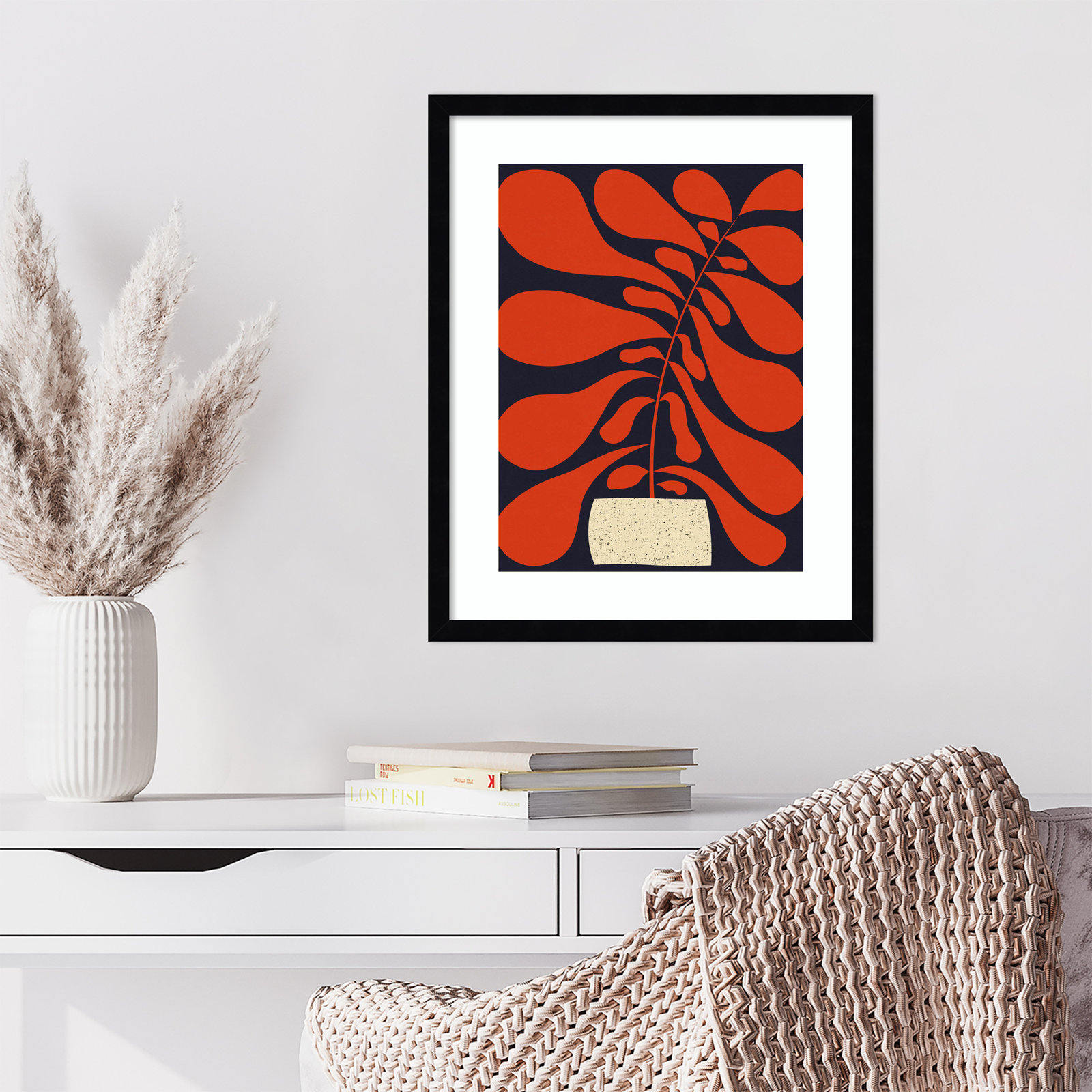 Lynne "Lazy Plant No. 1" Print, Black, 21" H x 17" W