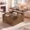 Table basse à plateau relevable 4 en 1 avec rangement dissimulé
