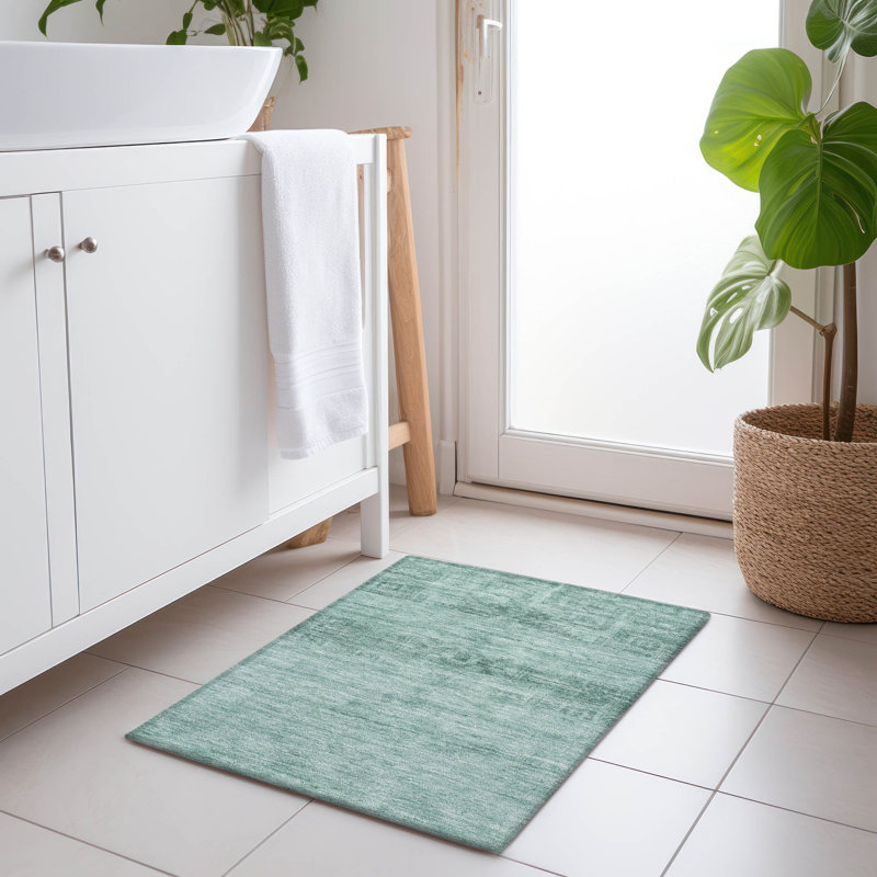 Machine Washable Indoor/Outdoor Claudian ACN1647 Aqua Rug, Rectangle 1'8" x 2'6"