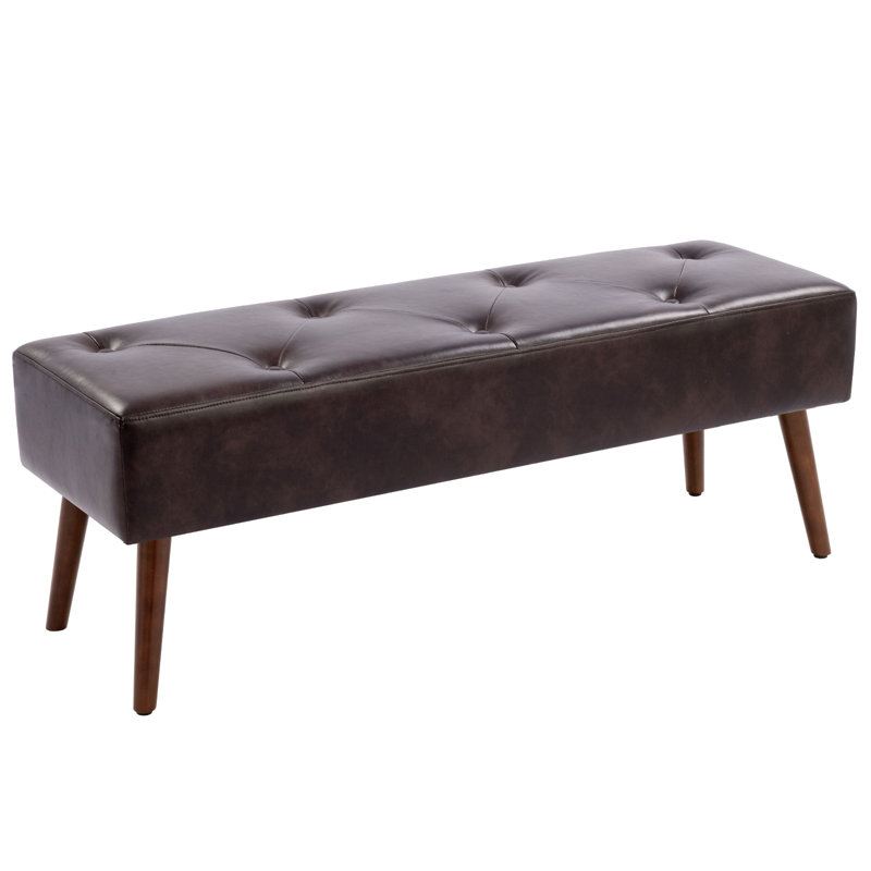 Liniyah Faux Leather Upholstered Bench, Dark Brown