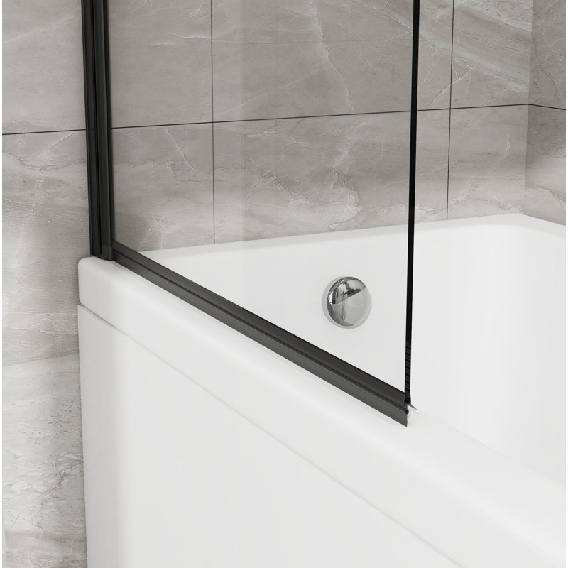 31 po x 55 po Baignoire de douche sans cadre Panneau de douche en verre trempé noir mat