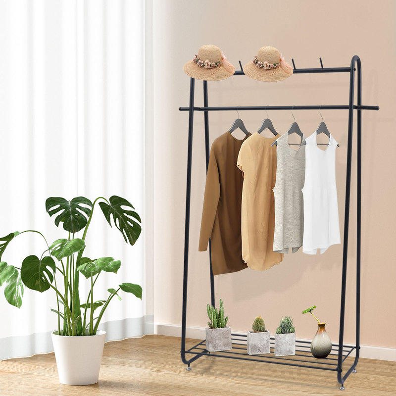 Jolecia 67.72" 110LBS Load-bearing Rust-proof Steel Coat Rack, Black