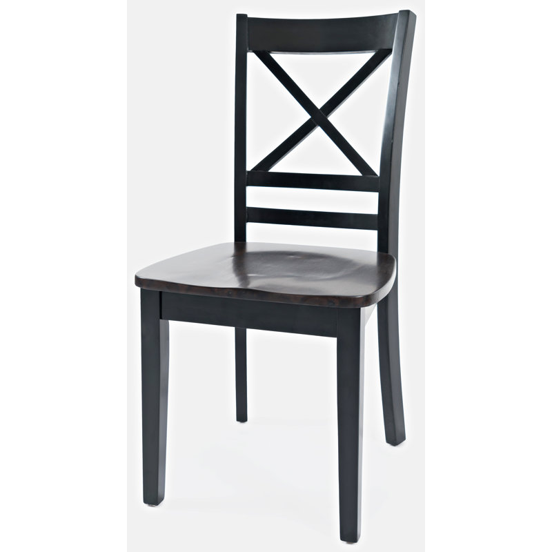 Chaise d'appoint en bois massif Paulis, Noir