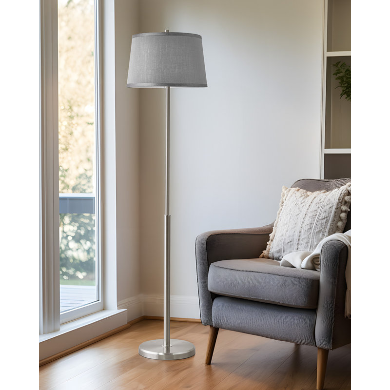Lampe de plancher argentée de salon de 61 po, pour chambre à coucher, salle de lecture, bureau, chambre d'enfant (sans ampoule)