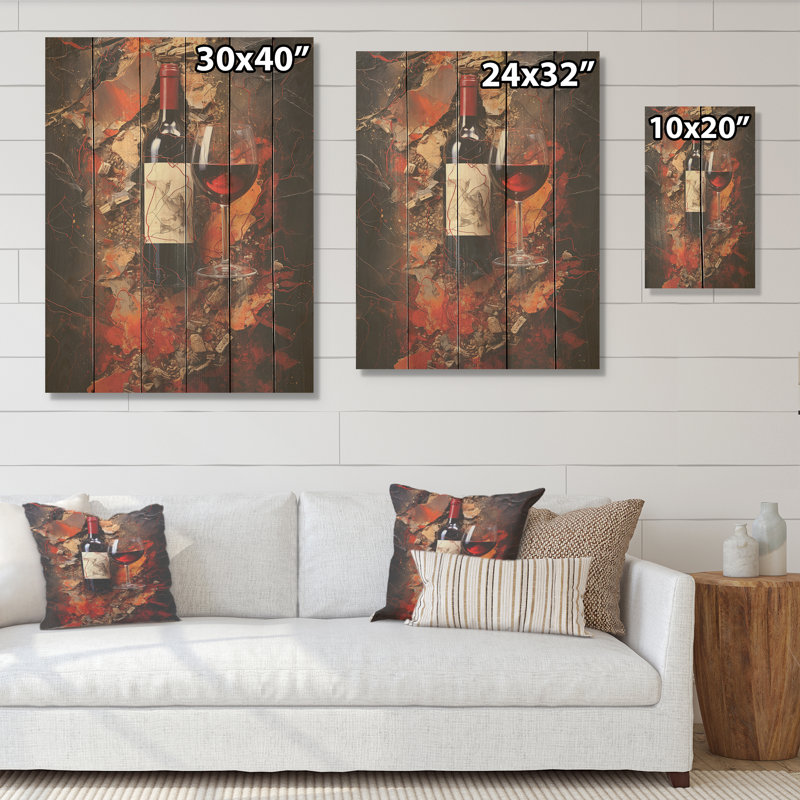 Tempranillos Temperament - Wine Wood Panel Wall Art On Natural Pine Wood, 40" H x 30" W