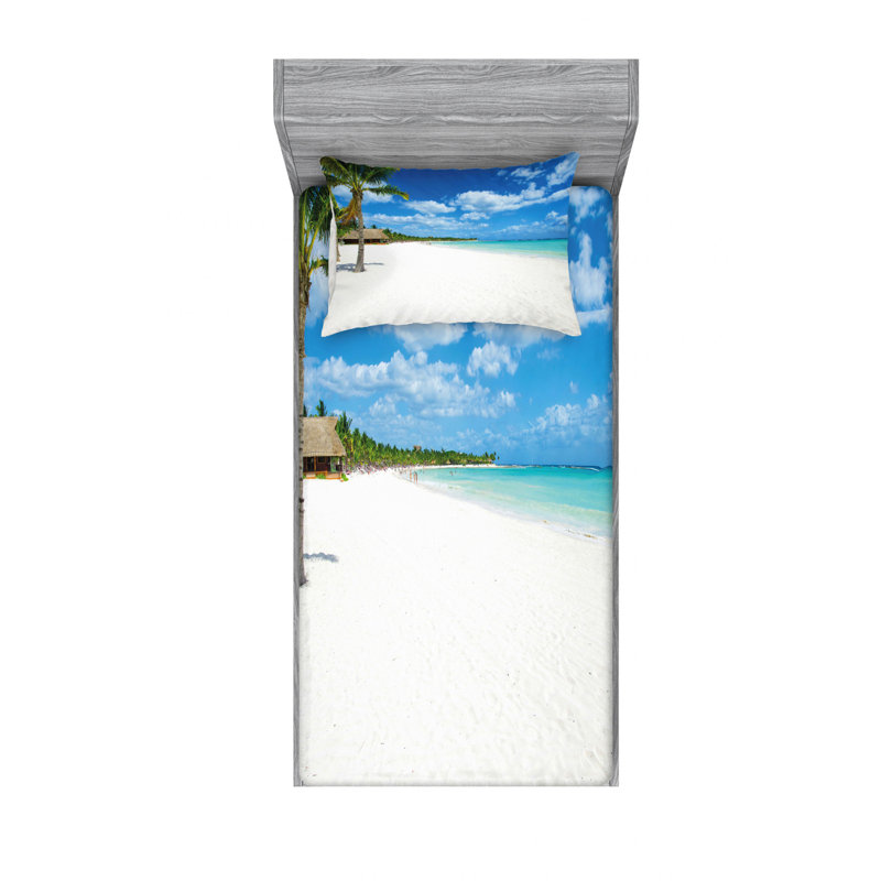 Ensemble de draps Tropical Exotic Seashore, Ensemble de draps pour lit simple TG avec drap-hou