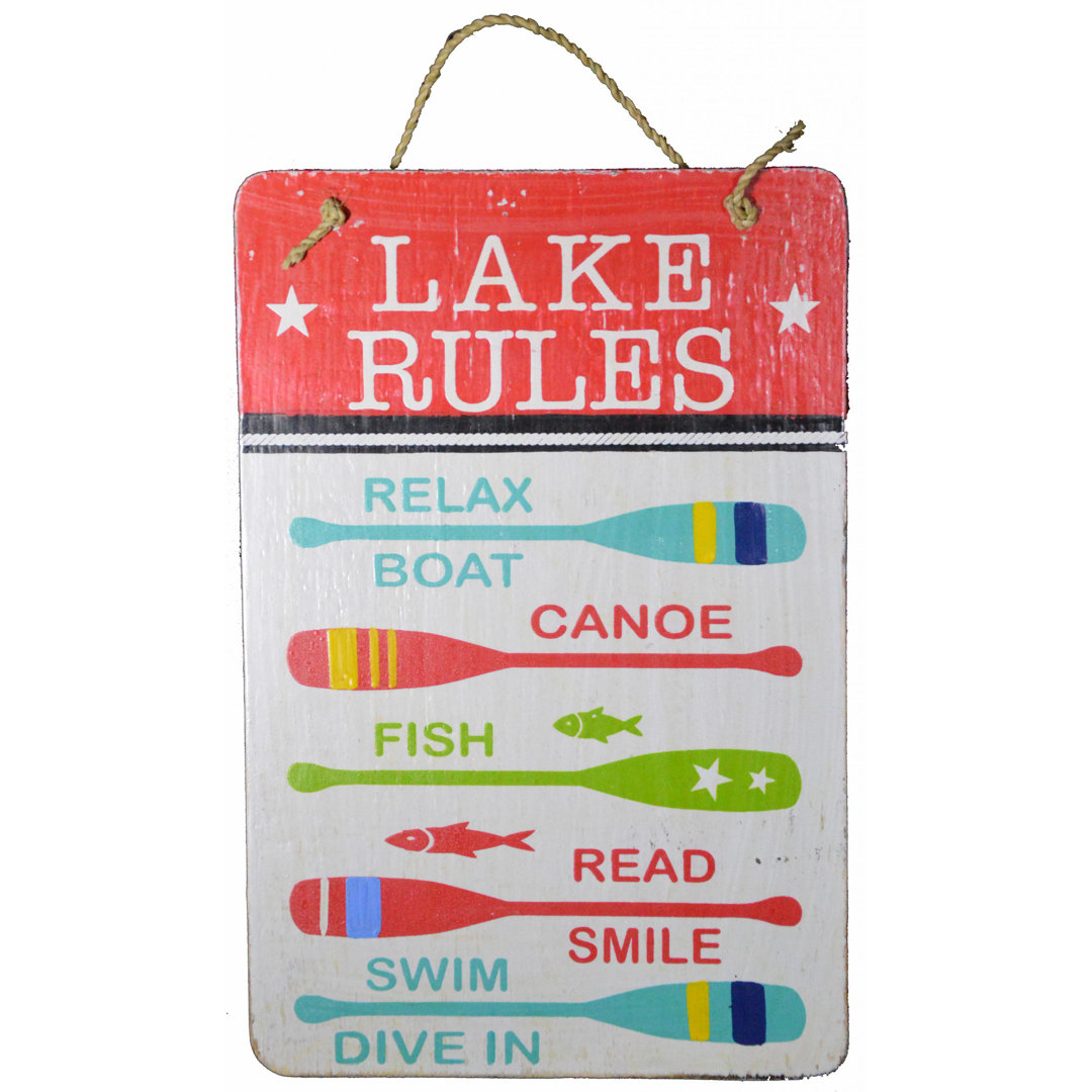 Hand Carved Wooden Lake Rules Relax Boat Canoe Fish Read Smile Swim Dive Wall Art Paddles Sign World Bazzar
