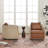 2 Pieces Genuine Leather Oak Wood Cane Swivel Barrel Chair-1258990969