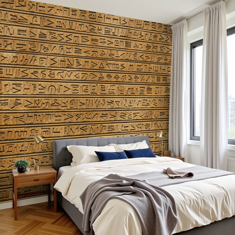 Papier peint adhésif auto-adhésif pour chambre à coucher, texte hiéroglyphique égyptien antique Papyrus, L 96 po x l 69 po