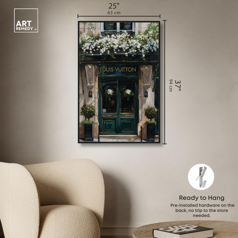«Spring Emerald Store Canvas Fashion and Glam» par Spring , Cadre flottant noir, H 37 po x l 25 po