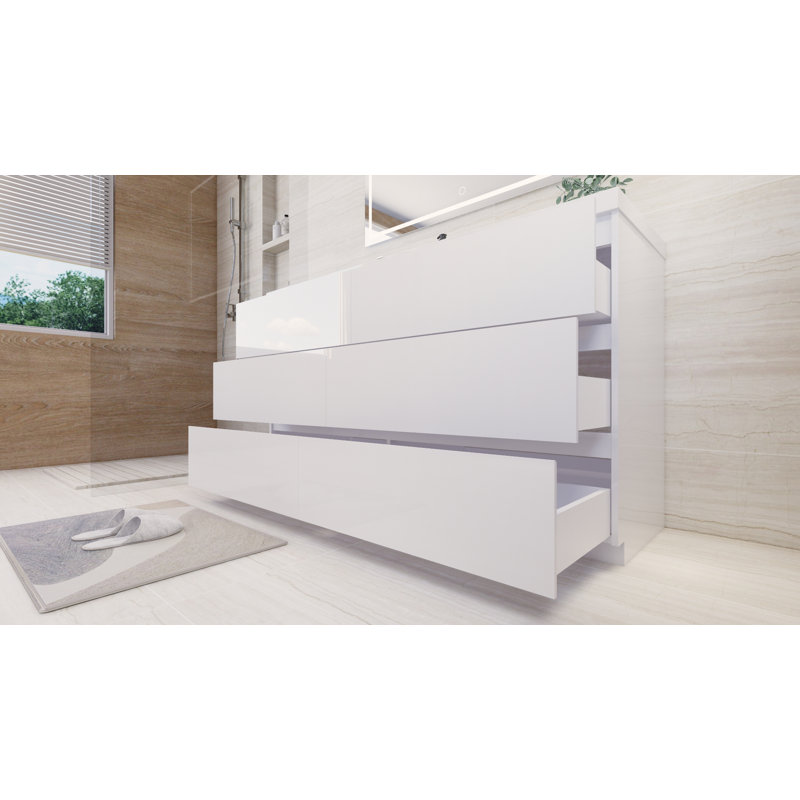 Ensemble de meuble-lavabo simple 60 po Hardy, Blanc ultrabrillant