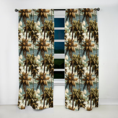 Coconut Grove Tropical Pattern I - Floral Curtain - Velvet Room Darkening - 1 panel