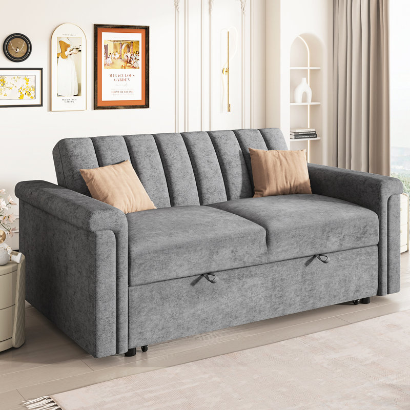Lit convertible convertible pour deux personnes, structure en bois, tissé gris, dossier réglable, relax, l 63 po x P 91,7 po x H 31,5 po, capacité de poids de 250 lb 21 personnes, tissu tissé, assise, siège confortable,