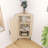39" Tall Corner Cabinet with Shelf - Natural Wood 1-Door Cabinet with Rattan Decoration