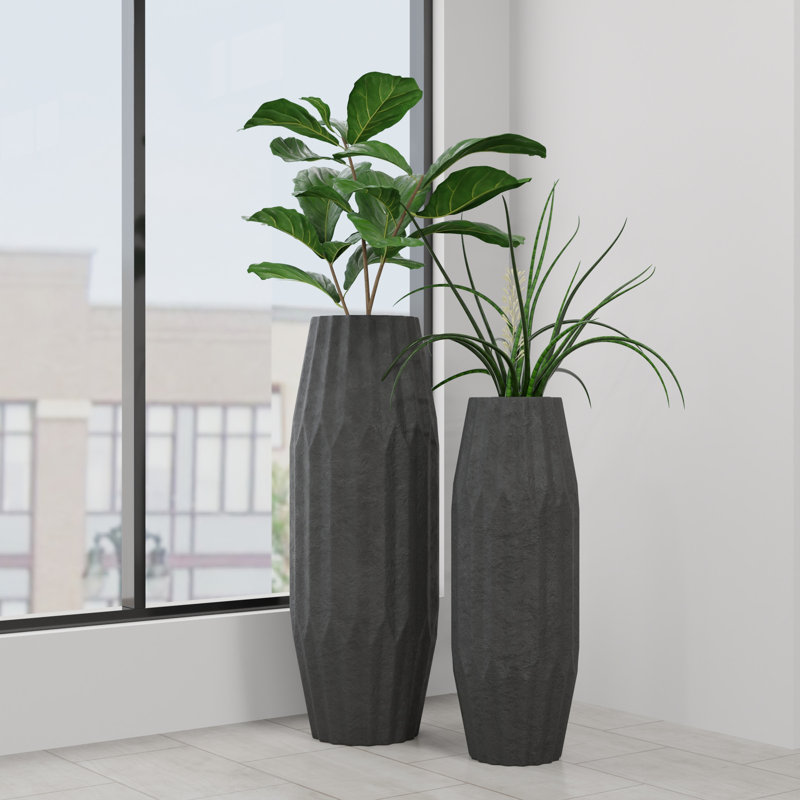 Chima - Ceramic Vase - Small -, 50.5" H x 16.5" W x 16.5" D, Black