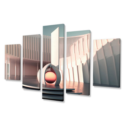 «Architectural Grace Futuristic Minimal III», reproduction d'art sur toile - 5 panneaux