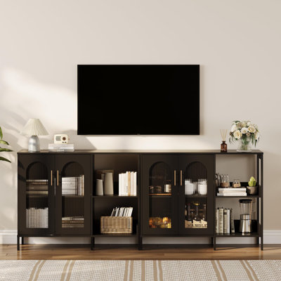 Buffet Sideboard Cabinet, Wooden Storage Cabinet With Glass Doors