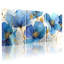 Ensemble de 3 tableaux sur toile tendue à motifs floraux bleus et dorés-949577368