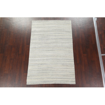 Tapis à carreaux oriental contemporain noué à la main 5 x 8