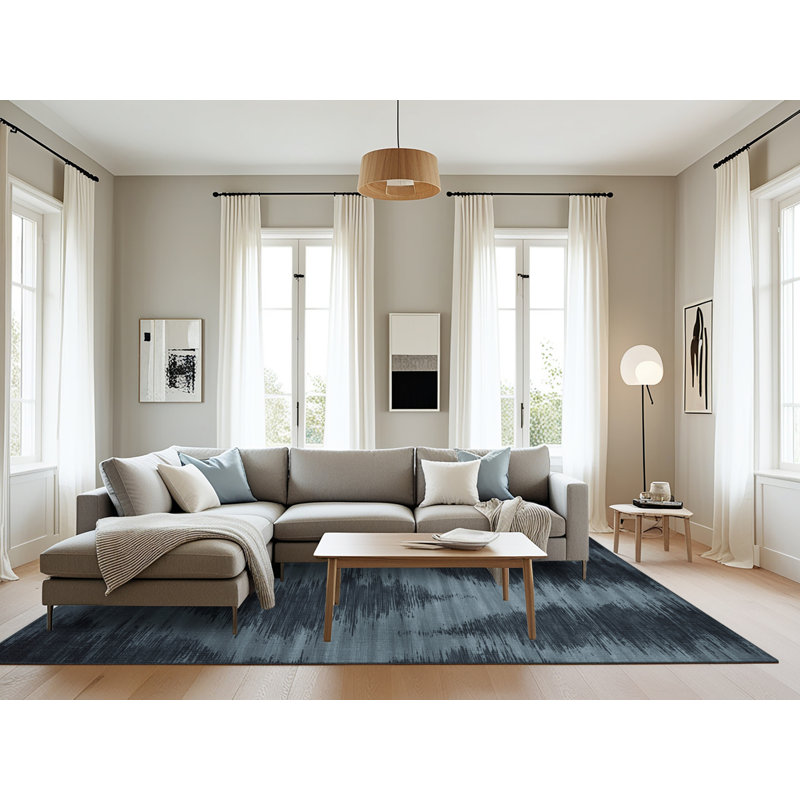 Tapis abstrait gris lavable à la machine, Rectangulaire 8 pi x 12 pi