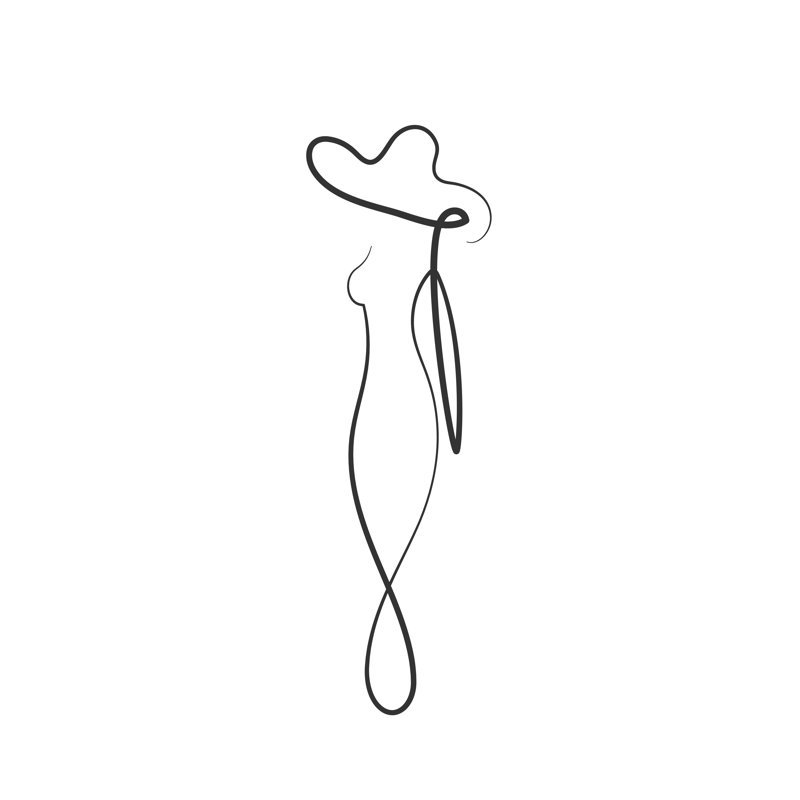 Single Line Female - Wrapped Canvas Print, 91cm H x 91cm W x 3.8cm D