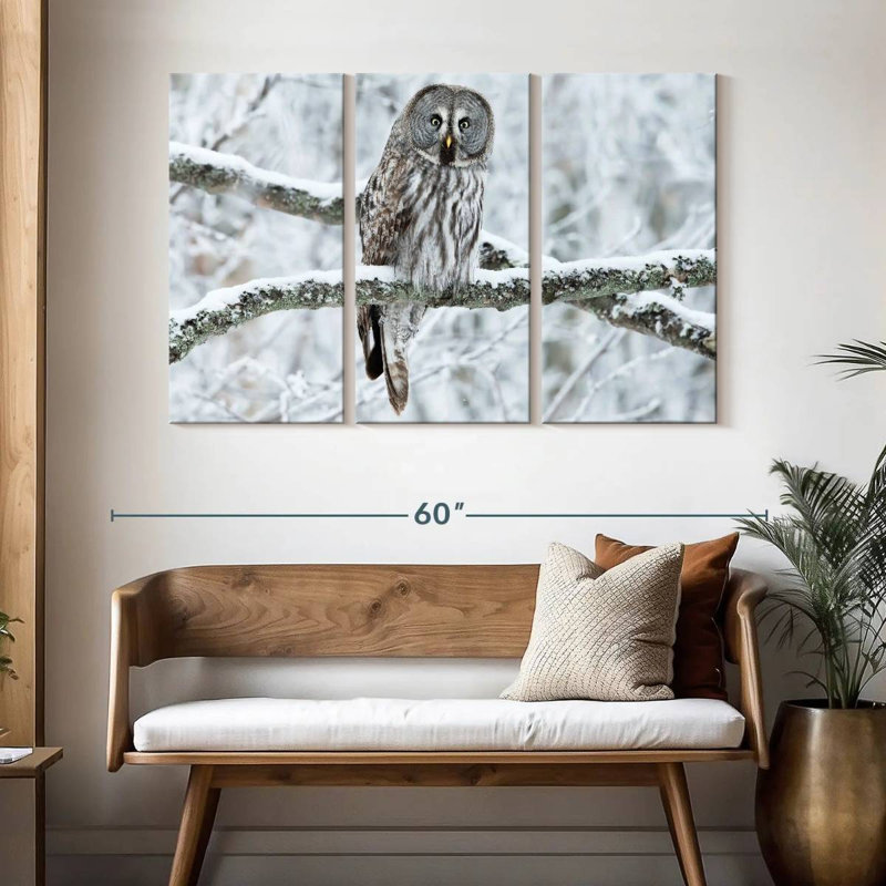 Great Grey Winter Owl, 32" H x 50" W