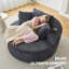 Fauteuil méridienne rond surdimensionné en velours côtelé moderne - Canapé circulaire à assise profonde avec porte-gobelets - Lit douillet et confortable pour le salon ou la chambre - Aucun assemblage requis, gris