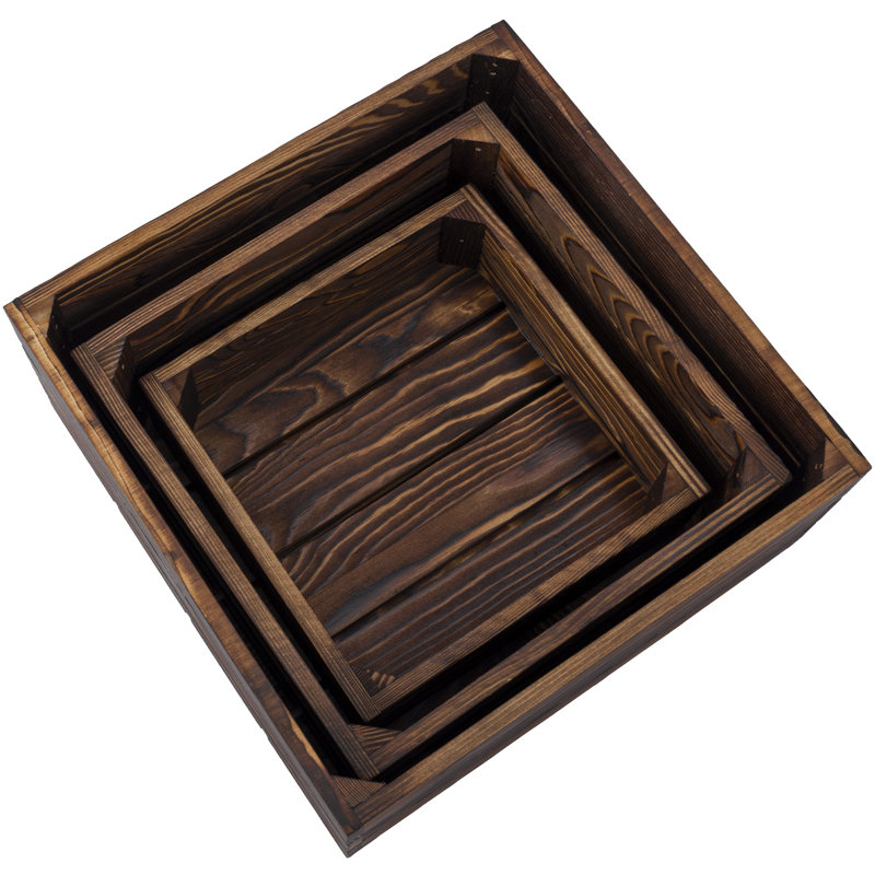 Esai 3 Piece Solid Wood Cake Stand Risers, Dark Brown