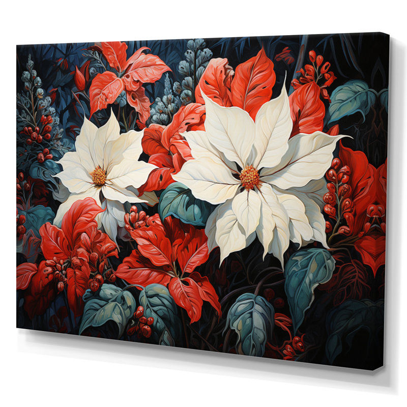Poinsettia Flower Pastoral - Floral Canvas Prints, 24" H x 32" W, Toile tendue