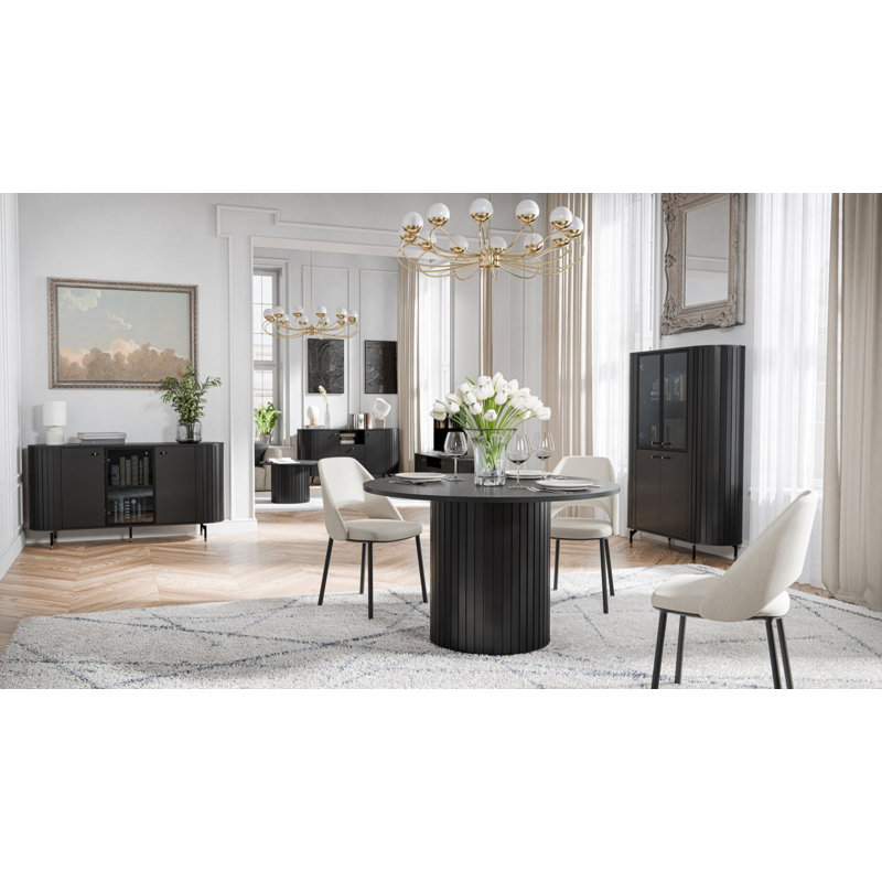 Zante round table 120 cm grooves, Black