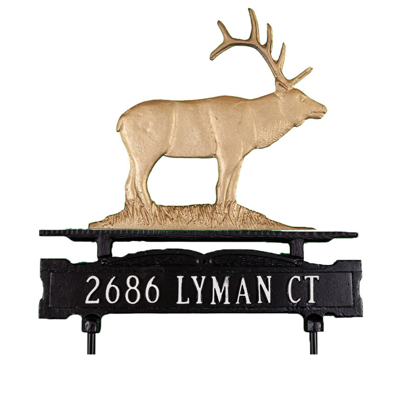 1-Line Lawn Address Sign, Yes, Gold Bronze