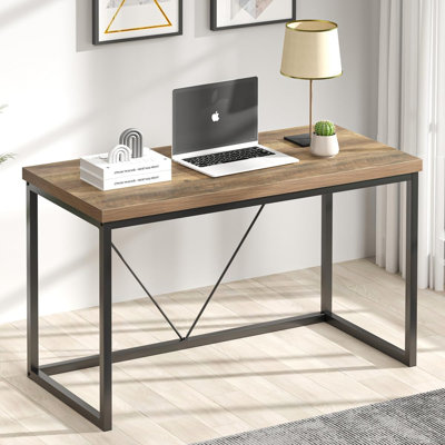 Bureau à domicile avec structure en bois et en métal, bureau d'ordinateur de 47 pouces pour étudier, travailler et jouer, table d'écriture robuste pour les petits espaces
