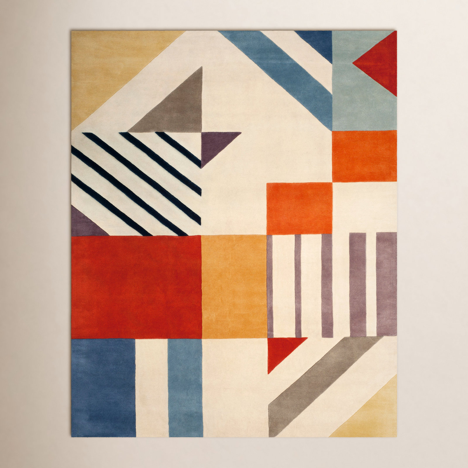 Tripoli Ivory Multi Hand-Tufted Geometric Rug, Rectangle 9' x 12'