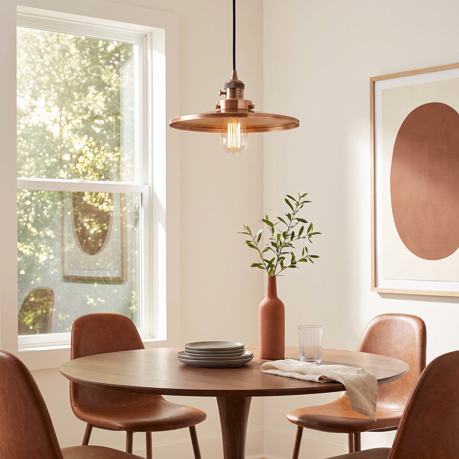 Rouvin Single Light Metal Pendant, 5.88" H x 12" W x 12" D, Antique Copper