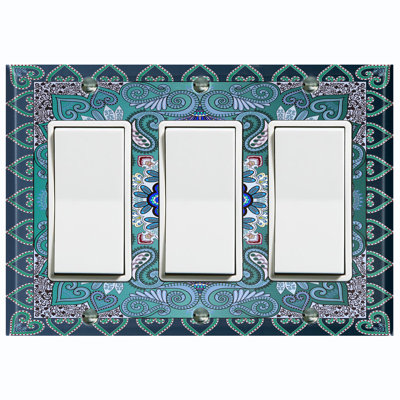 Patterned 3 - Gang Toggle Light Switch Standard Wall Plate