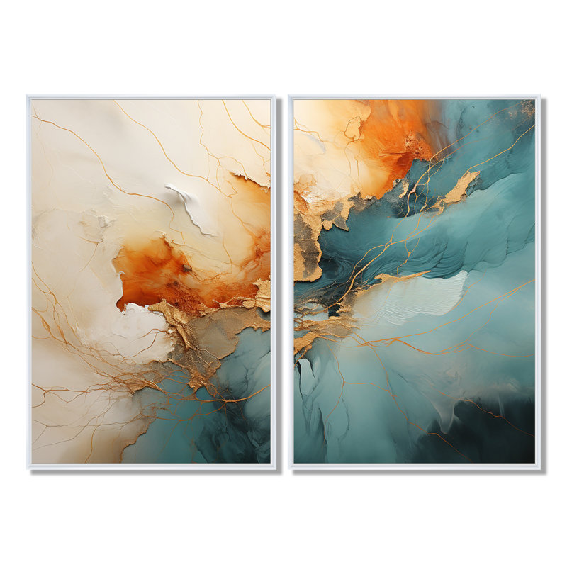 Ensemble de 2 grandes artères murales «Dams», 36" H x 48" W, Floater Framed Print, White