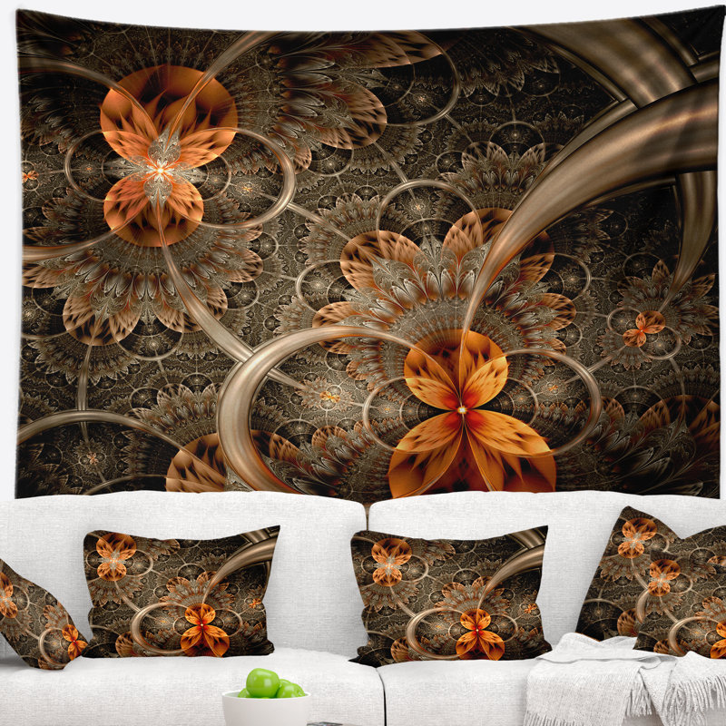 Tapisserie fleur abstraite abstraite, H 32 po x l 39 po