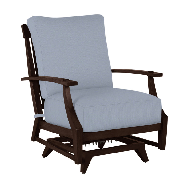 Croquet Patio Chair with Cushions, No Welt + Standard Fill, Cabana Stripe Midnight, Mahogany