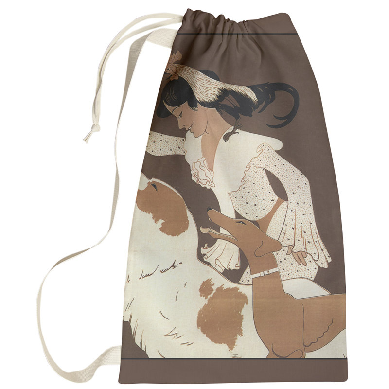 Sac à linge rétro pour chien, affiche, Grand (H 76,5 po x l 29,5 po x P 1,5 po), Rouge
