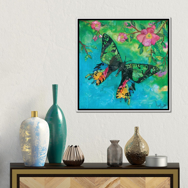 Insecte coucher de soleil - reproduction d'art murale - toile encadrée, 18" x 18", Framed Canvas, White